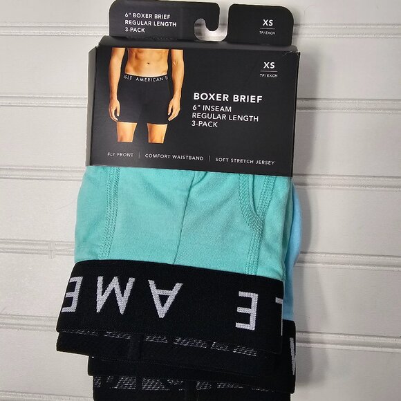 American Eagle Men's 2 Pack Blue Regular Length Boxer Briefs Size XS NIP Read - Picture 1 of 8